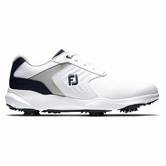 Men's Footjoy Ecomfort Spikes Golf Shoes White/Grey/Navy NZ-341445